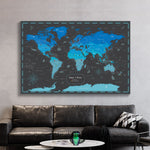 Load image into Gallery viewer, Pinnable World Journey Map • Modern Blue / Black