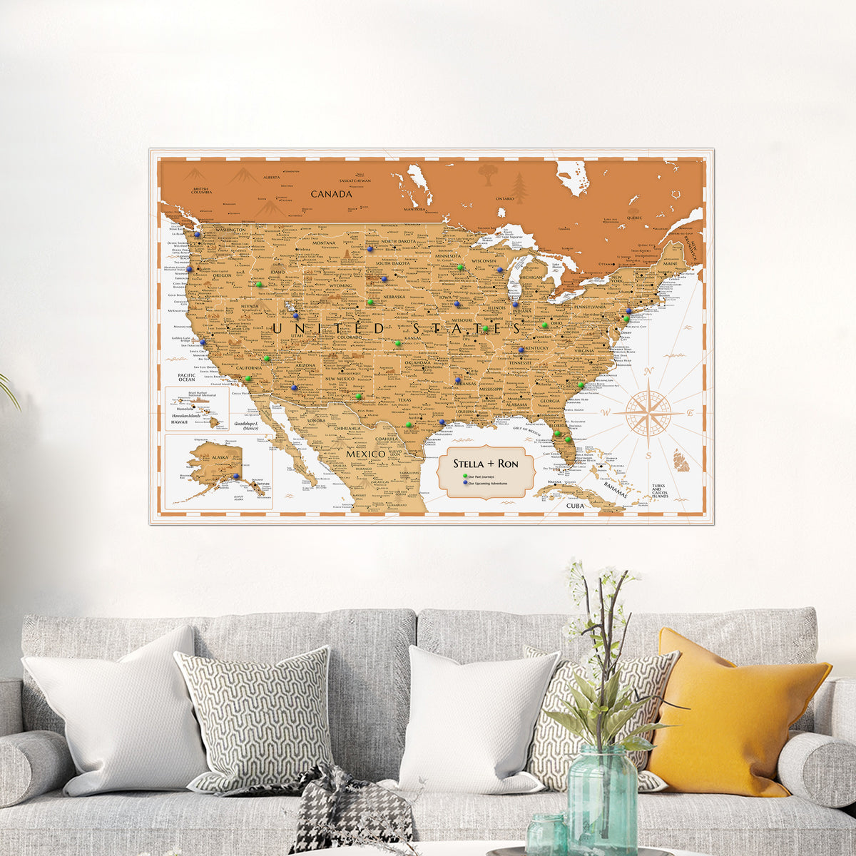Ssent Map Pinnable USA Journey Map - Modern Orange – Sentigrams
