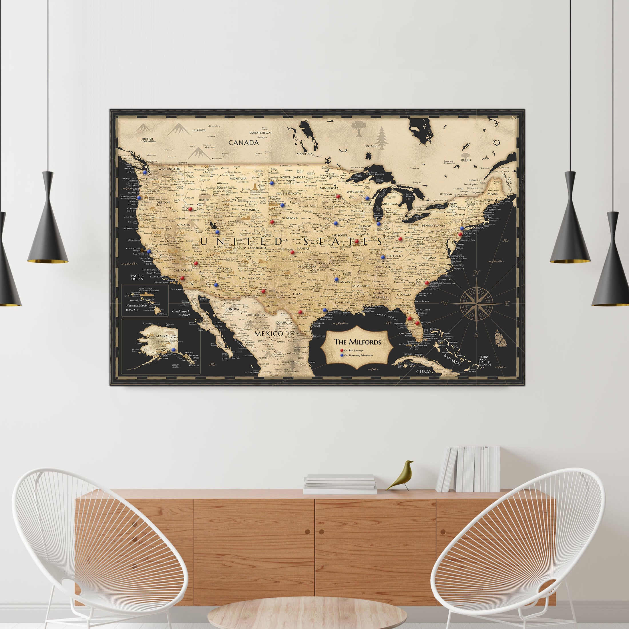 Pinnable USA Journey Map • Rustic Gold
