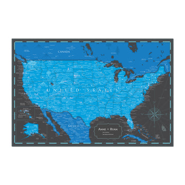 Pinnable USA Journey Map - Modern Blue / Black – Sentigrams