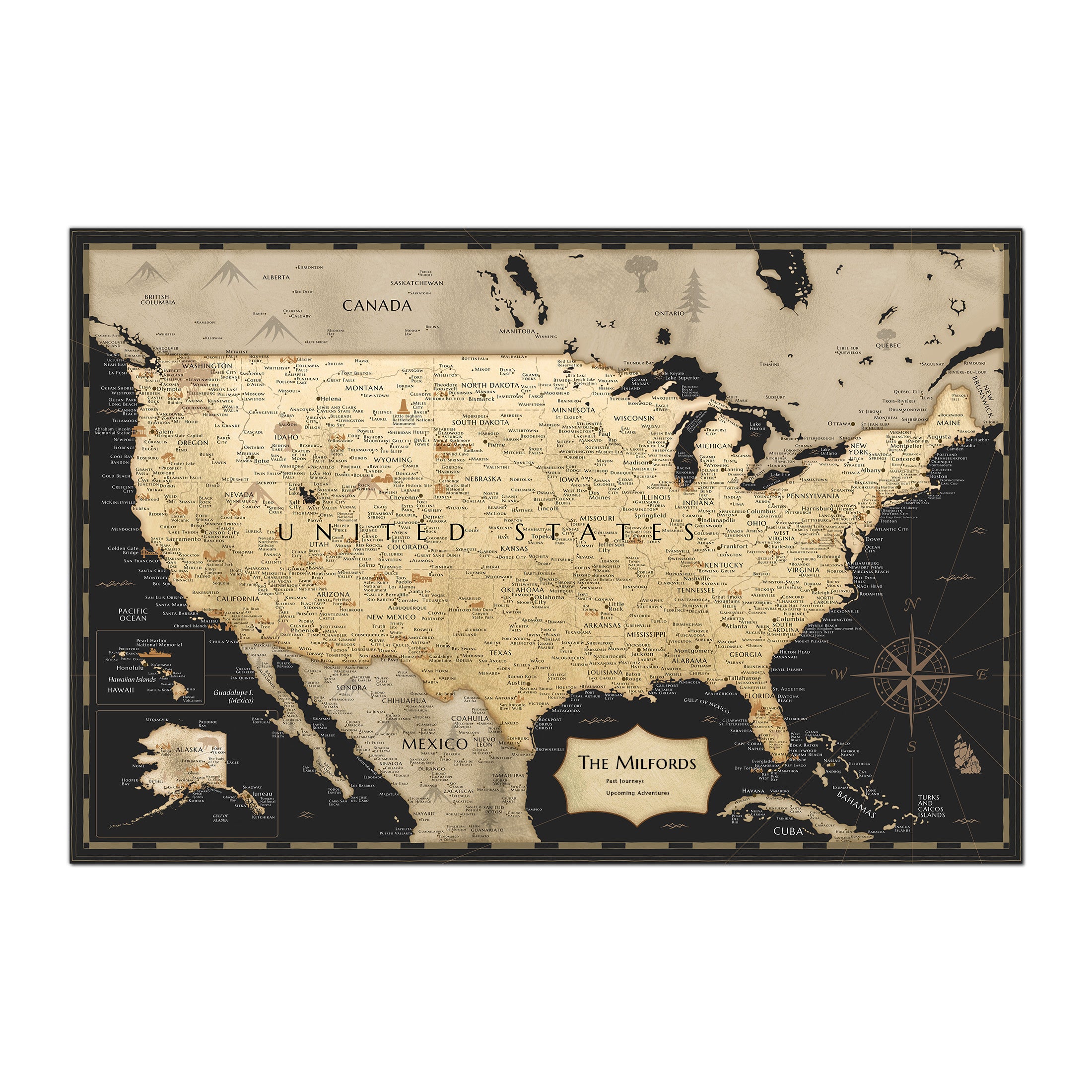 Pinnable USA Journey Map - Carbon Black – Sentigrams