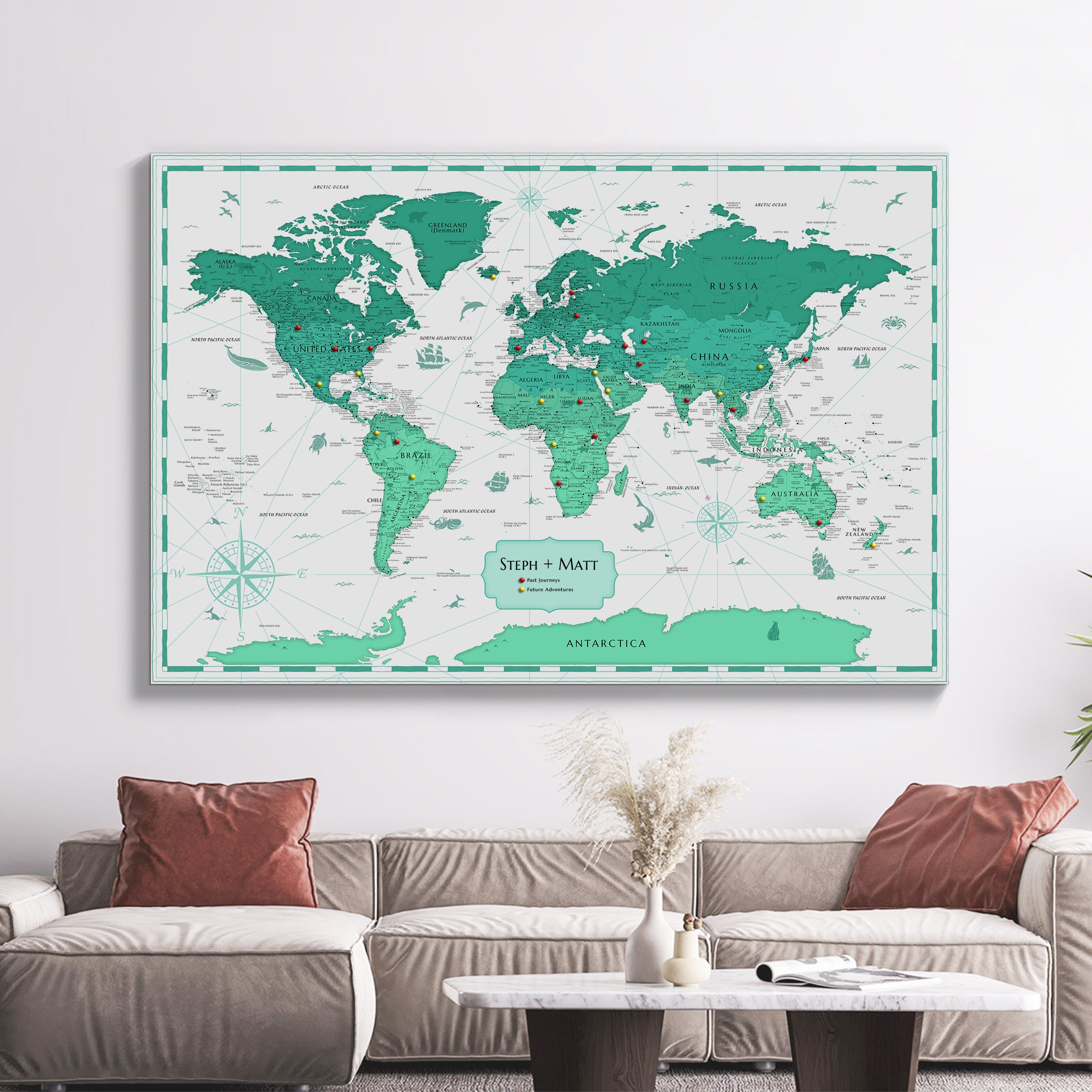 Pinnable World Journey Map • Modern Green