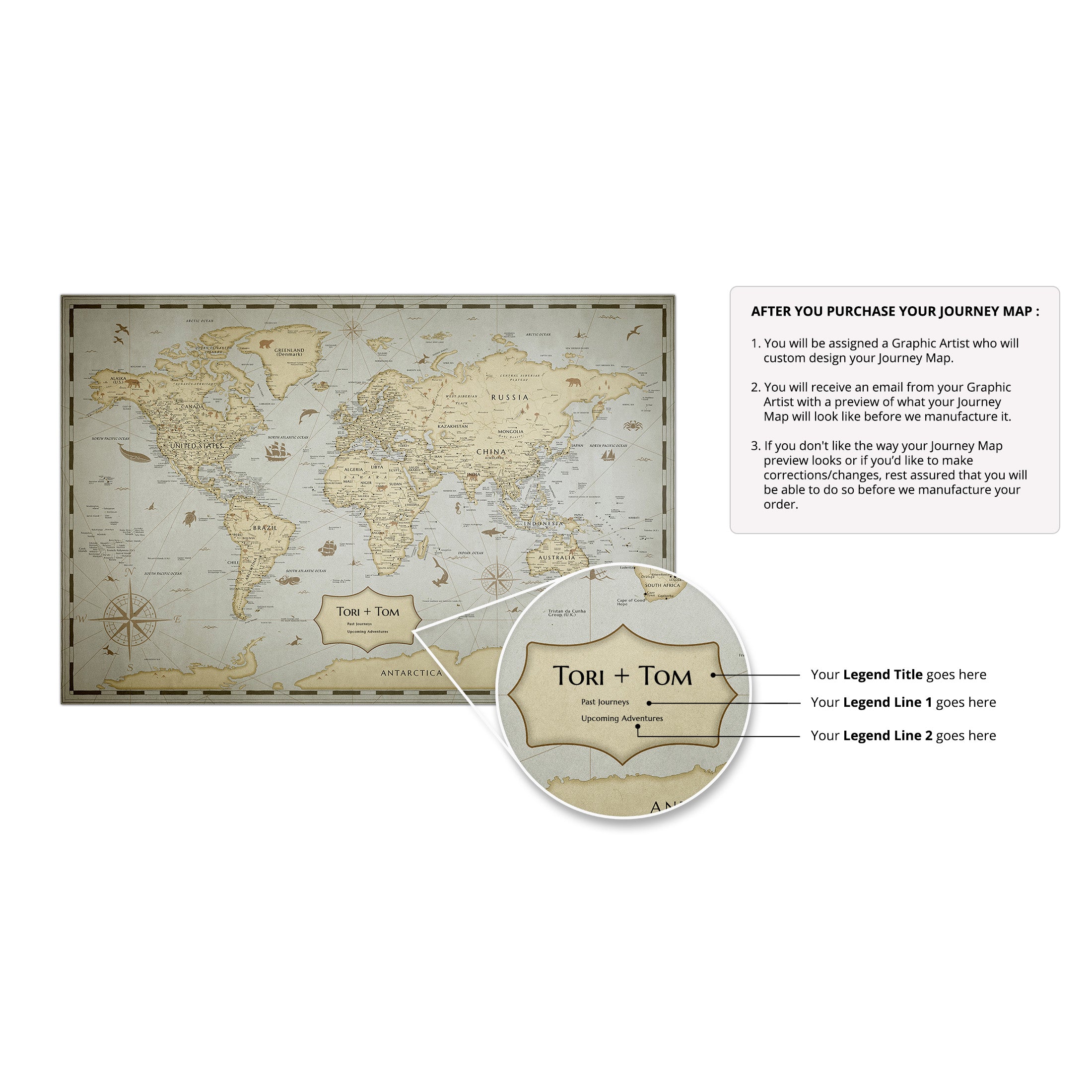 Pinnable World Journey Map - Vintage Explorer – Sentigrams