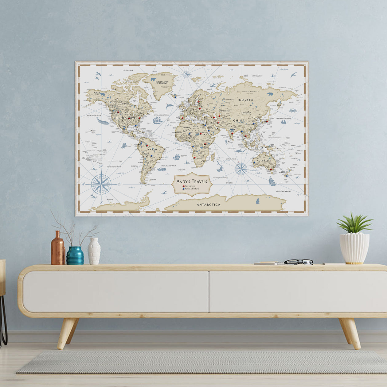 Pinnable World Journey Map - Ivory – Sentigrams