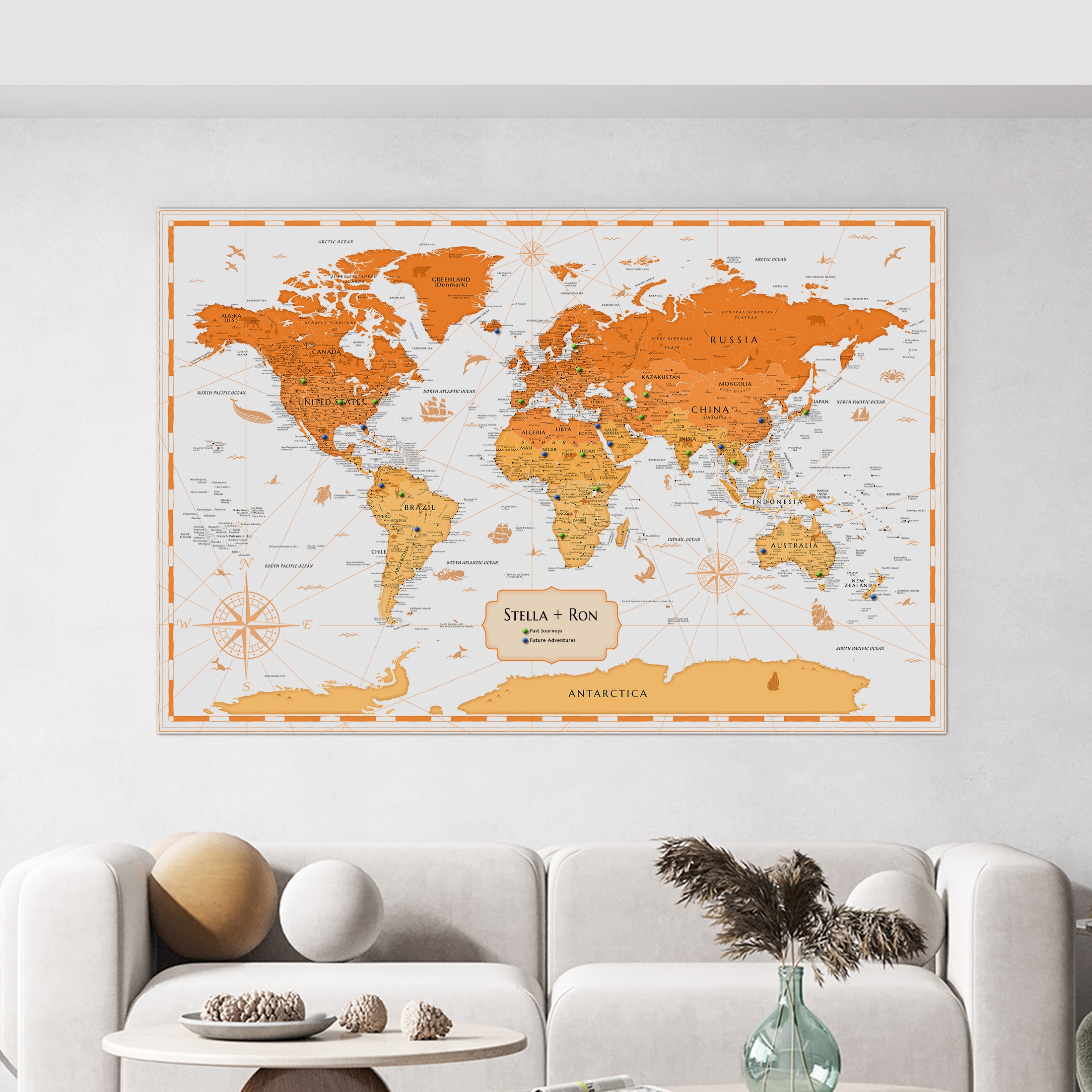 Pinnable World Journey Map • Modern Orange