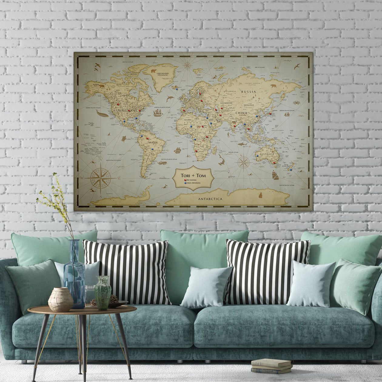 Pinnable World Journey Map - Vintage Explorer – Sentigrams